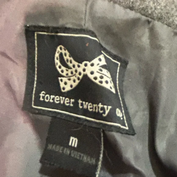 cute! Forever 21 long wool coat, gray size medium - Picture 3 of 3